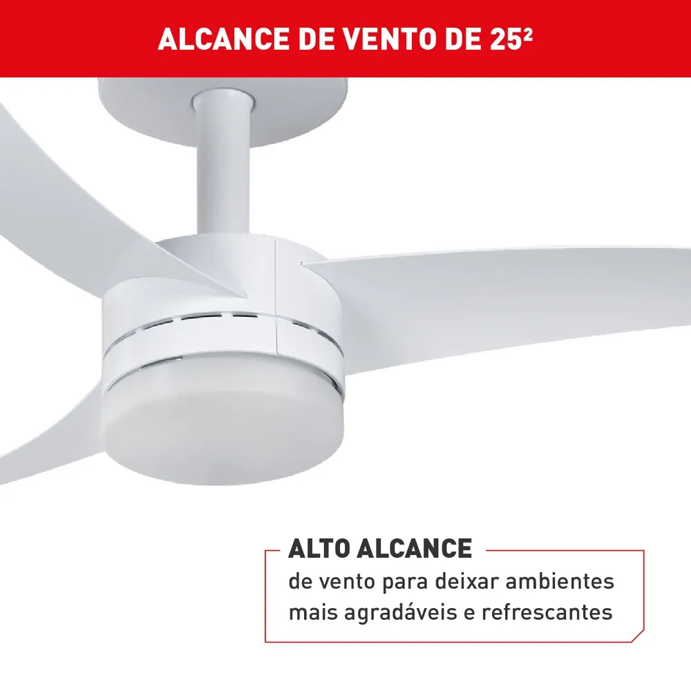Ventilador de Teto Ultimate Bivolt Branco com 3 Pás e Controle Remoto VX13