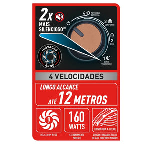 Ventilador de Mesa 40cm X-TREME 9 Pás, 4 Vel, 160W VE94